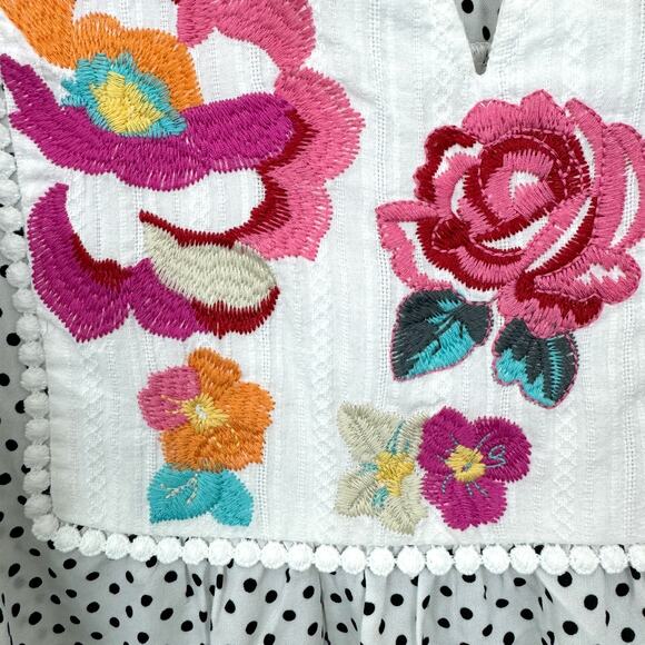 Savanna Jane Polka Dot Blouse with Floral Embroidery - Picture 3 of 6